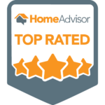 HomeAdvisor Top Rated badge: orange stars and text on a gray background.