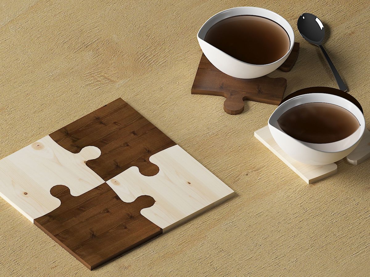 A set of jigsaw puzzle coasters