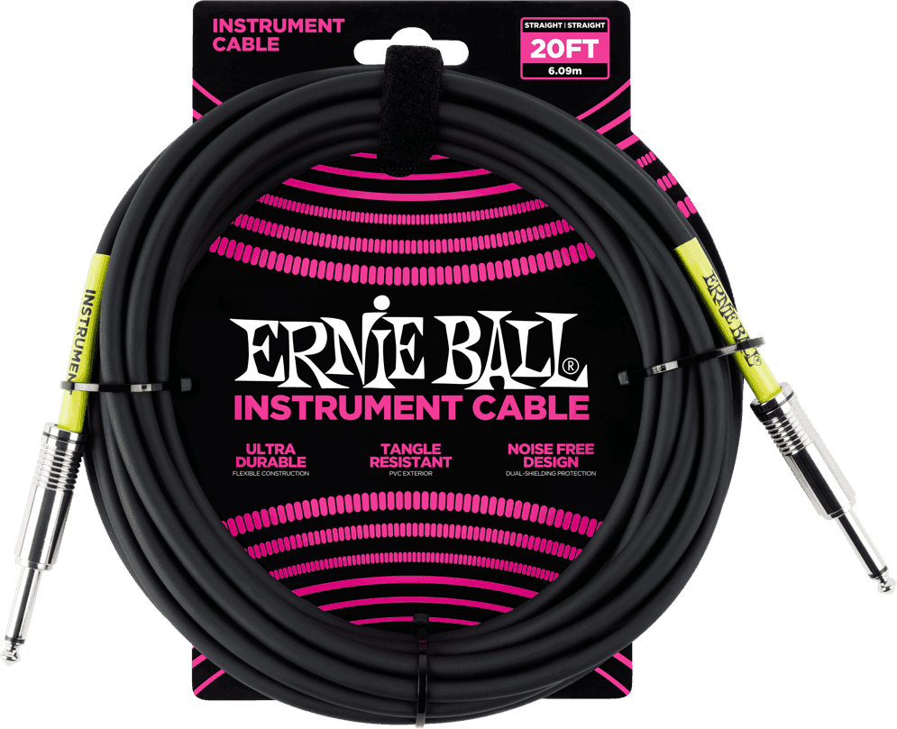 Ernie ball instrumentkabel 20ft zwart geel
