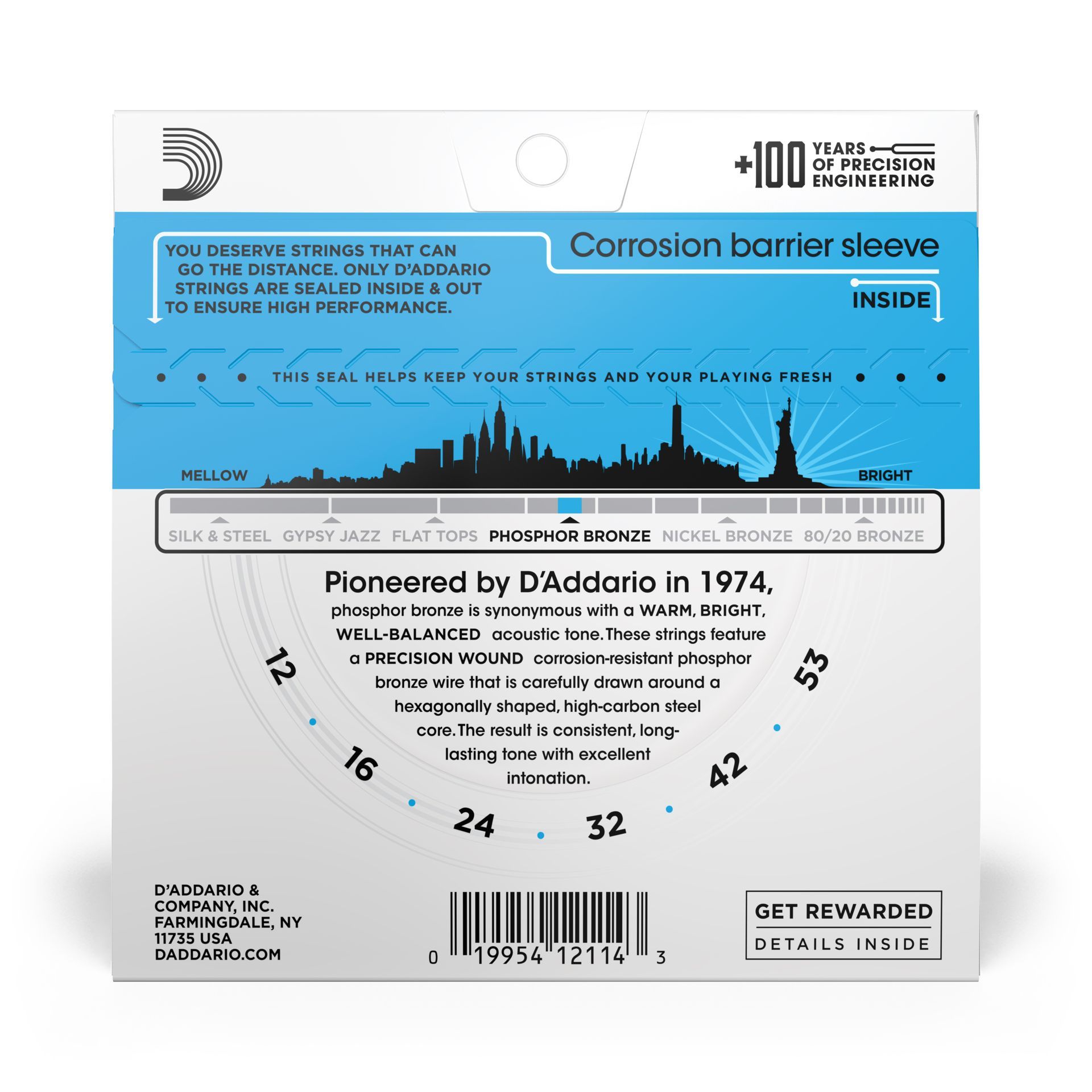 D'Addario EJ16 12-53 Light, Phosphor Bronze Akoestische Gitaar Snaren