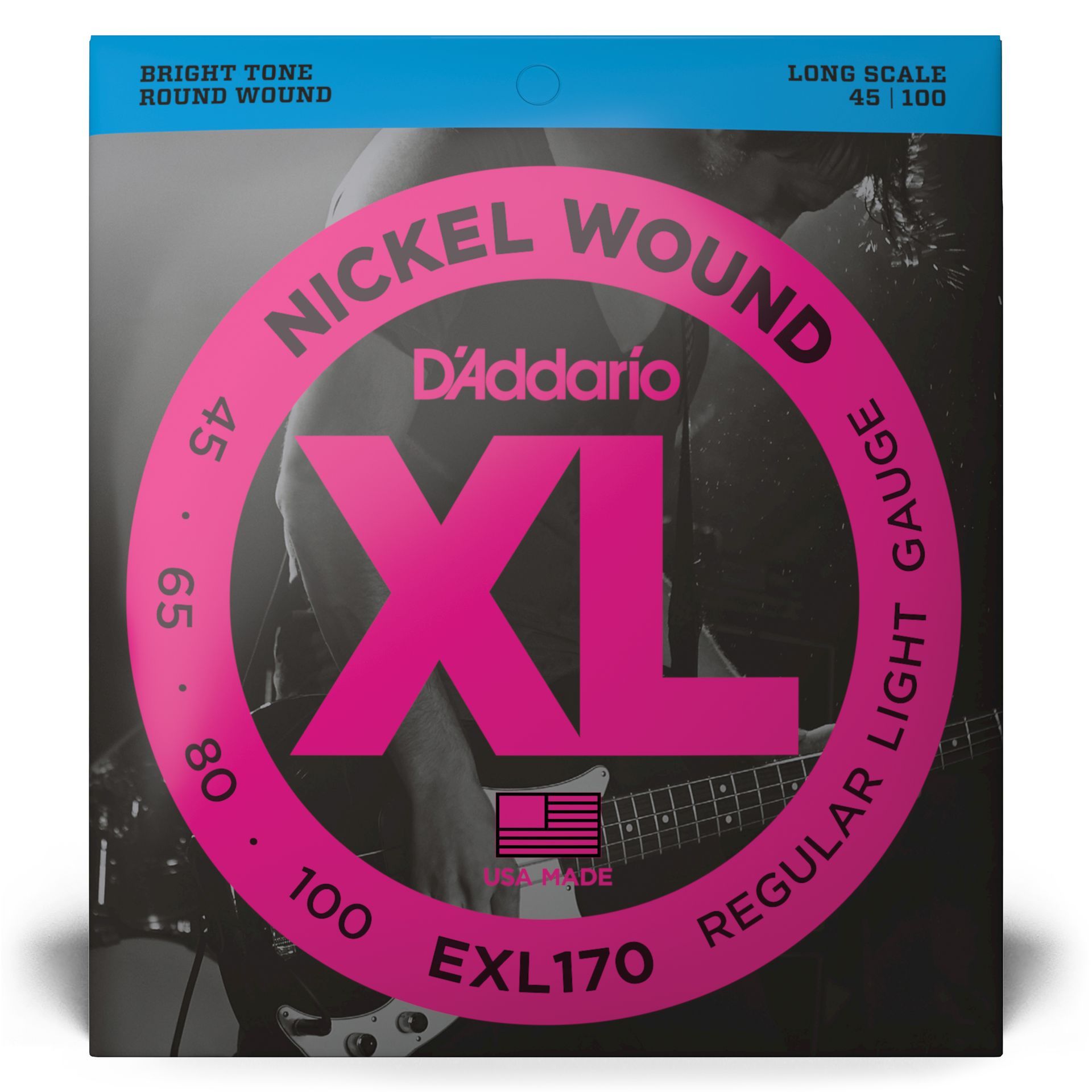 D'Addario EXL170 45-100 Regular Light, Long Scale, XL Nickel Basgitaar Snaren
