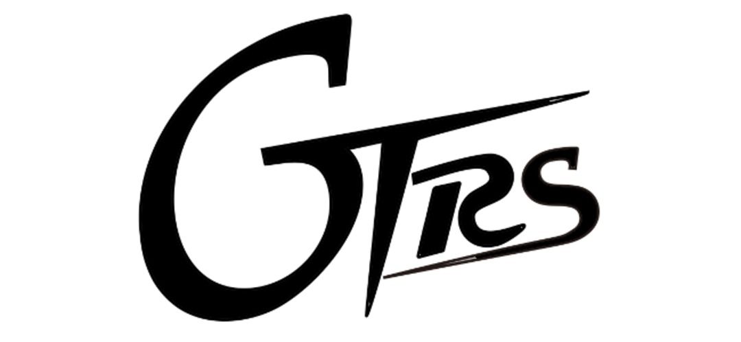 Een zwart-wit logo voor gtrs op een witte achtergrond.