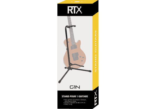 Op een witte achtergrond is een gitaarstandaard te zien.