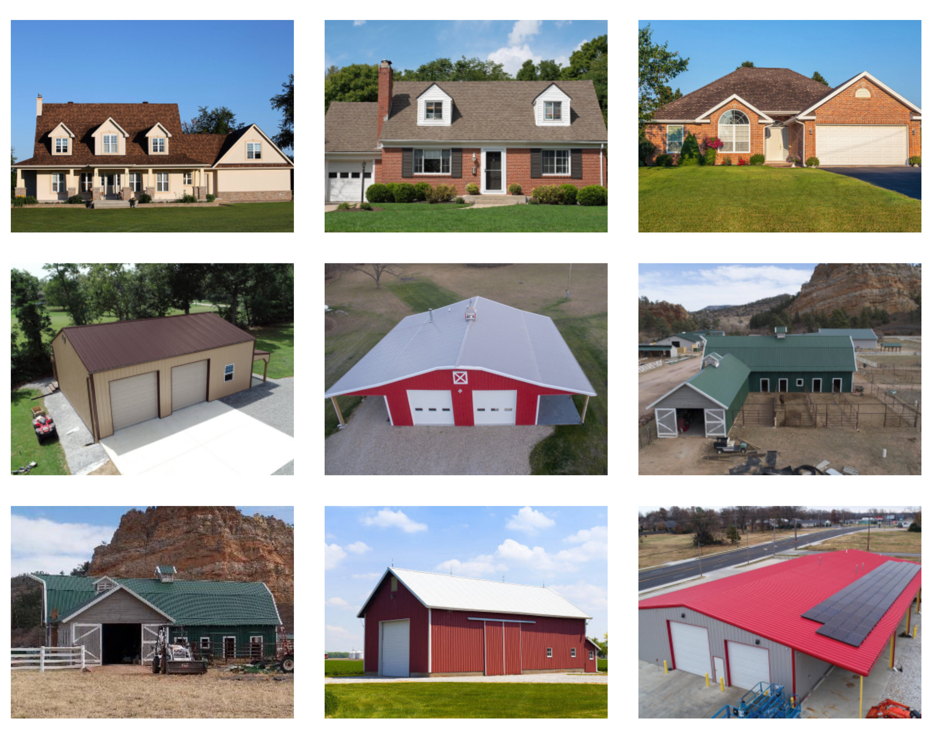 A collage of pictures of different types of houses and buildings