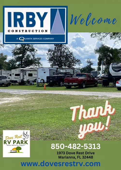 An advertisement for irby construction says thank you