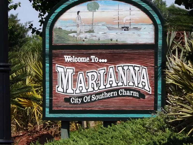 A welcome sign for marianna city of southern charm