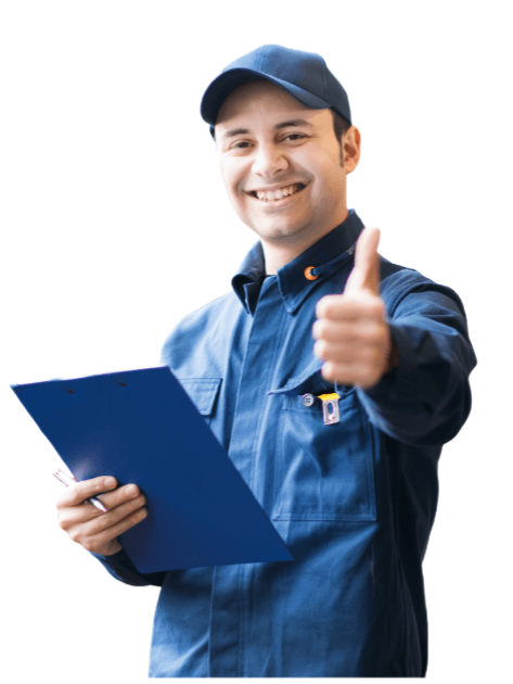 happy mechanic white background