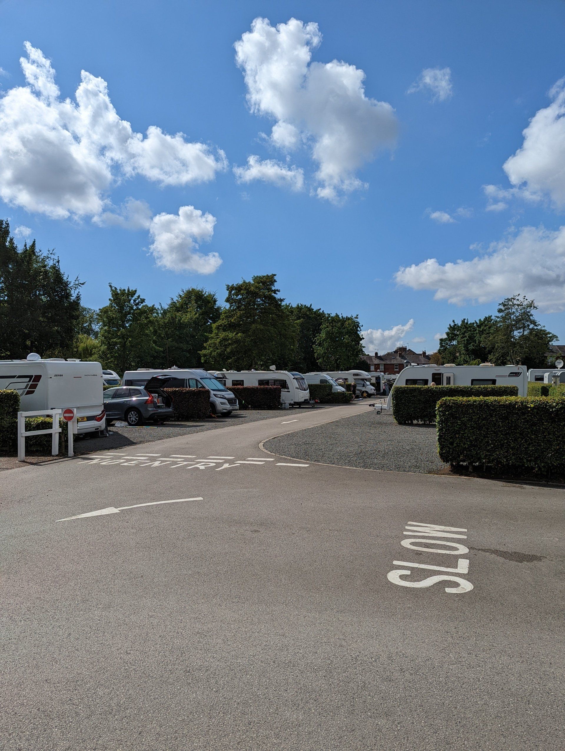 A holiday park with parked up caravan homes