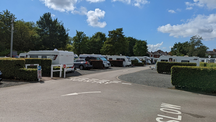A UK holiday park with rows of caravan motor homes
