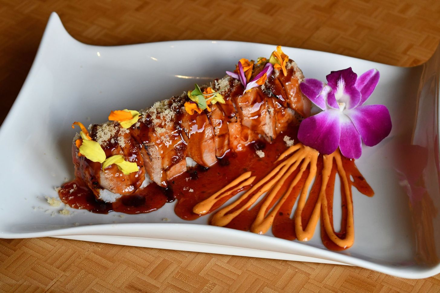 Charlie Lynn specialty sushi roll at desaki Restaurant in Swiftwater, PA