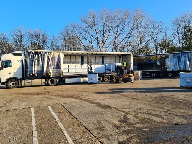 A trailer being loaded