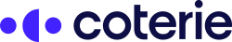 Coterie logo in purple with abstract icon and wordmark on white background