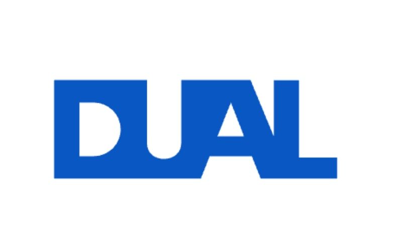 Blue DUAL logo on a white background