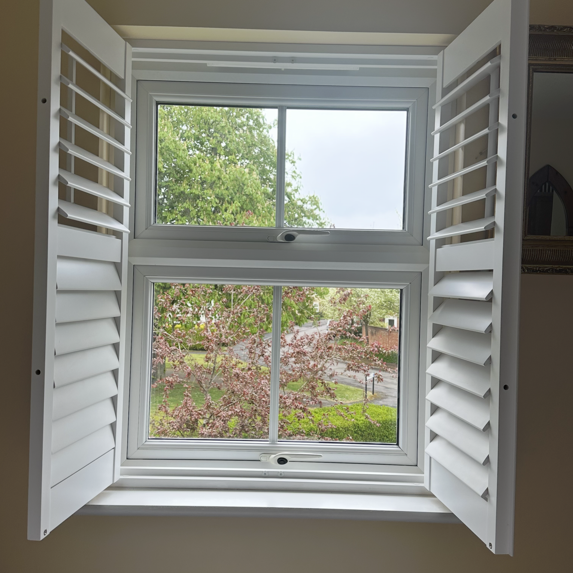 A UPVC window in which the glass has been replaced.
