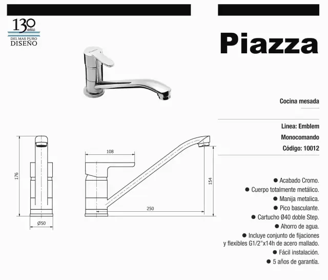 Monocomando cocina piazza Domani