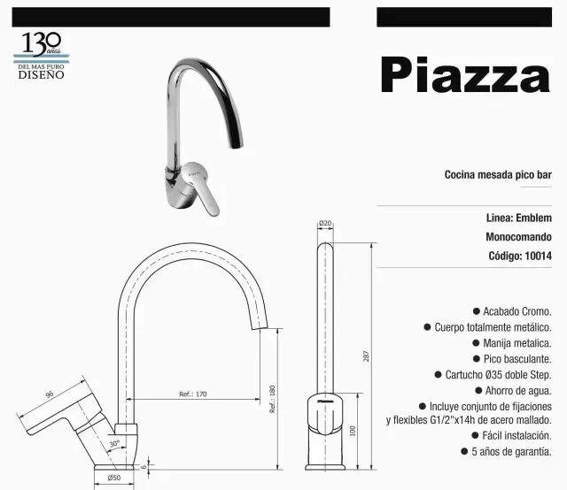 Monocomando cocina piazza Emblem