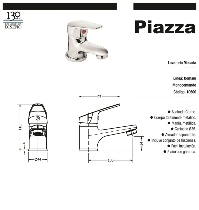 Monocomando lavatorio piazza domani