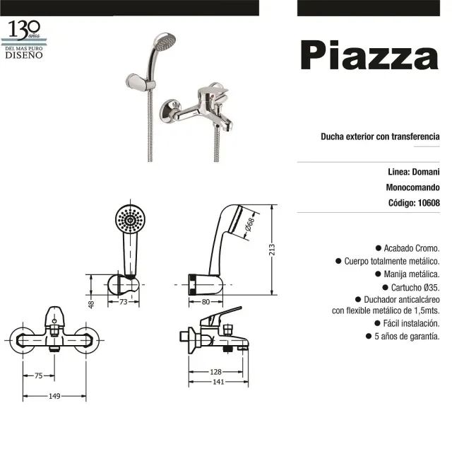 Monocomando ducha exterior piazza domani