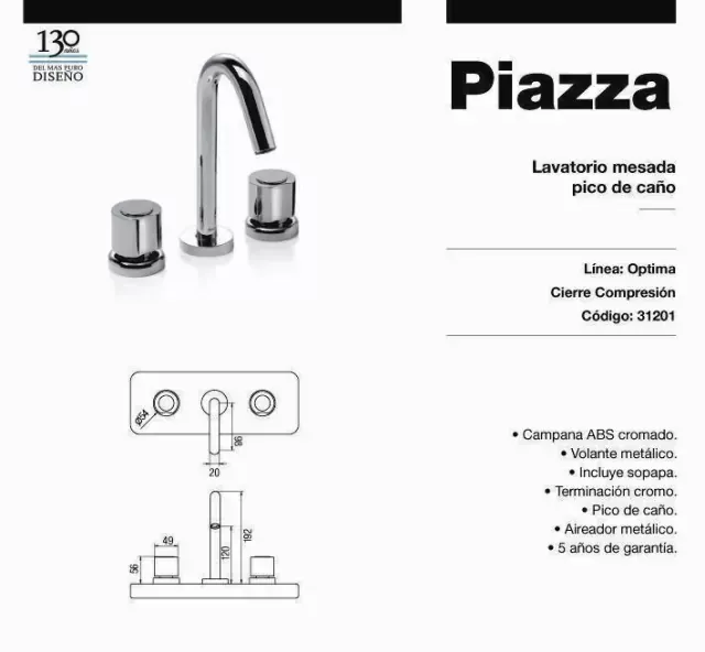 Lavatorio mesada piazza Optima