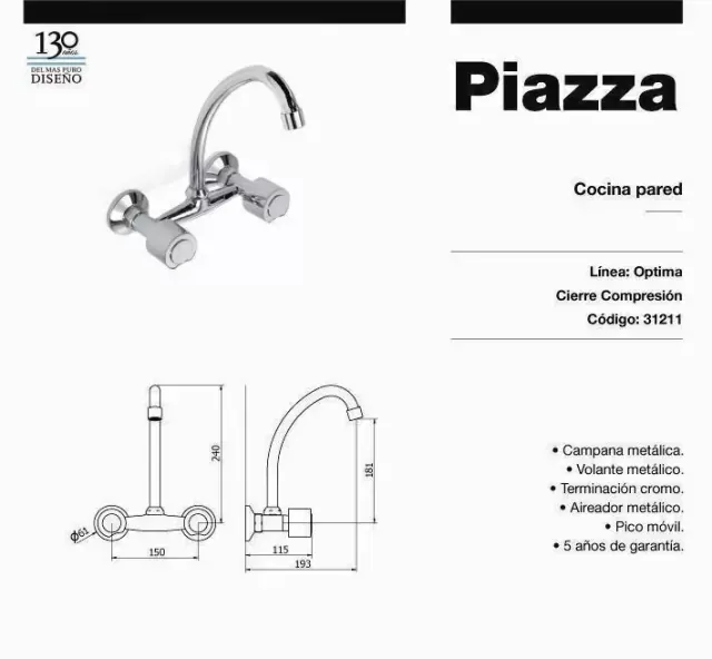 Cocina pared piazza Optima