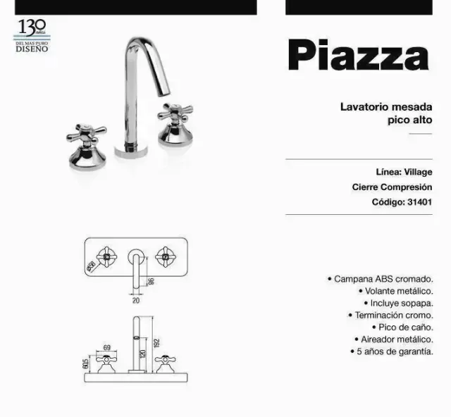Lavatorio mesada piazza Village