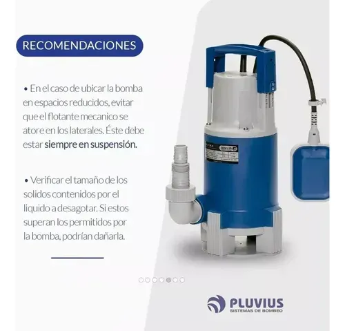 Bomba Sumergible Desagote 750 W Agua Sucia Pluvius Sums750