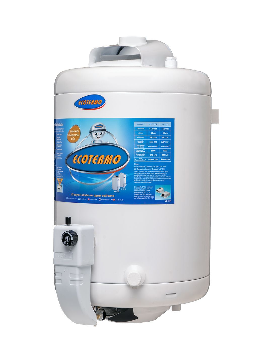 Termotanque a Gas EP 53 C/INF alta recuperacion