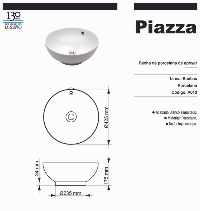 Bacha de apoyo piazza A013