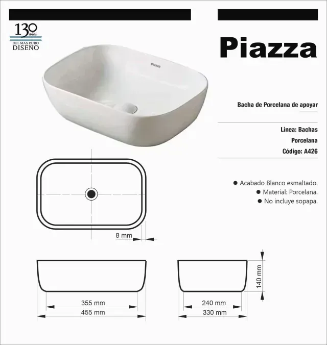 Bacha de apoyo piazza A426