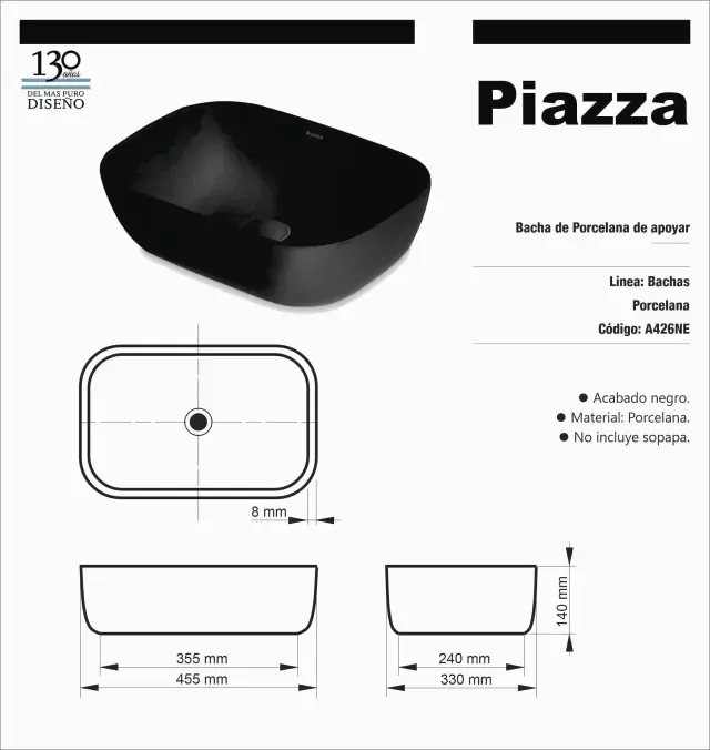 Bacha de apoyo piazza A426NE