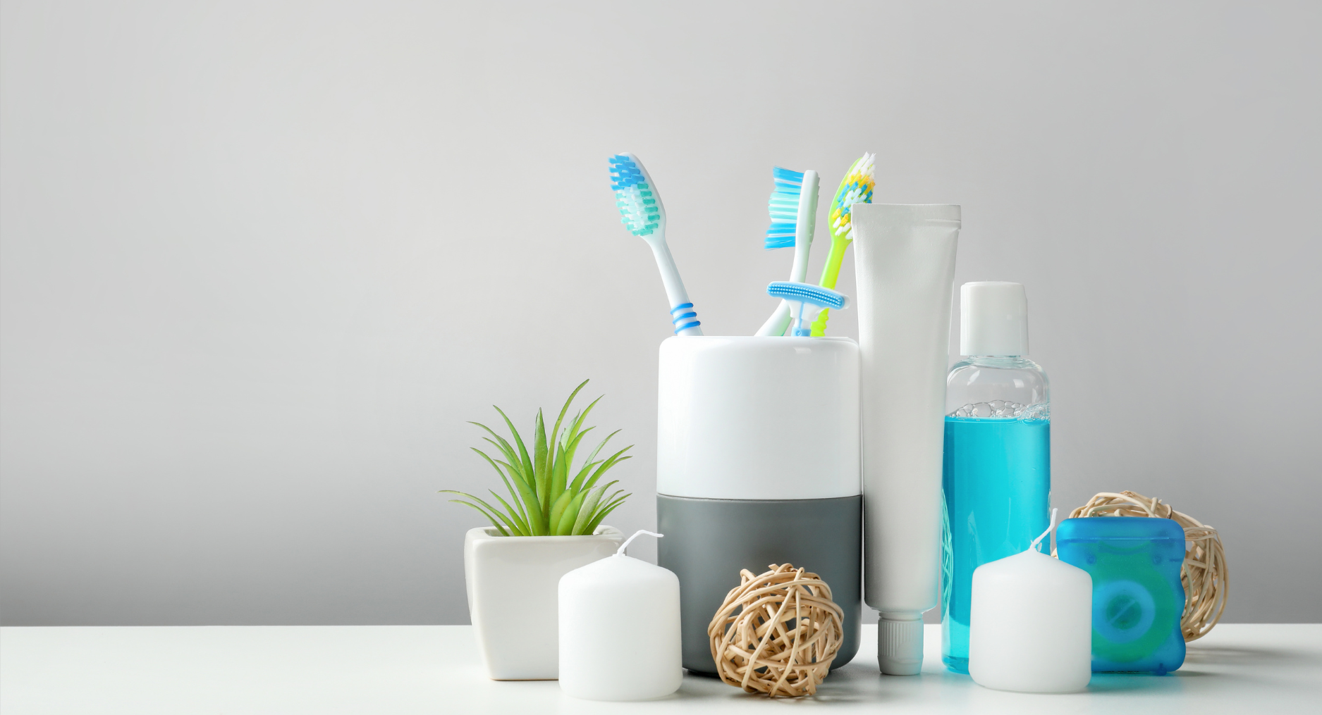 toothbrushes and other oral care products on display