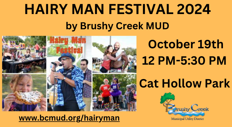 Flyer for Hairy Man Festival 2024 at Cat Hollow Park