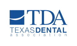 Blue Texas Dental Association logo. The letters “TDA” are prominent.