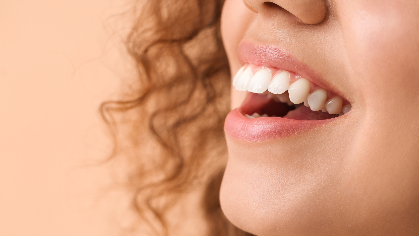 Up close of a woman's smiling face