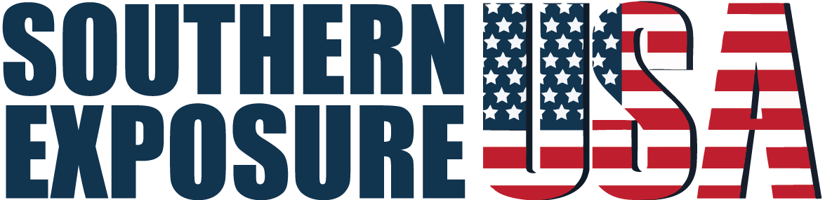 A logo for southern exposure usa with an american flag