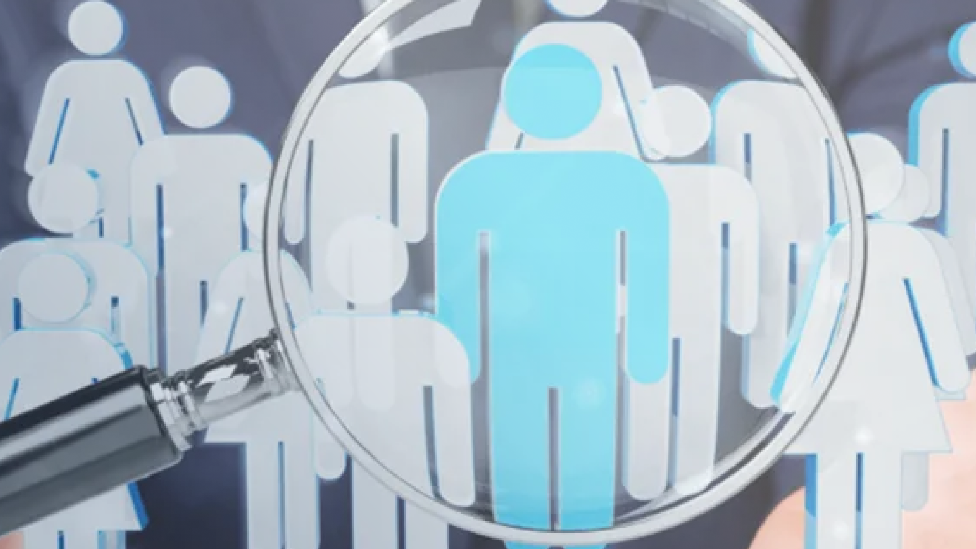 Magnifying glass identifying unique talent