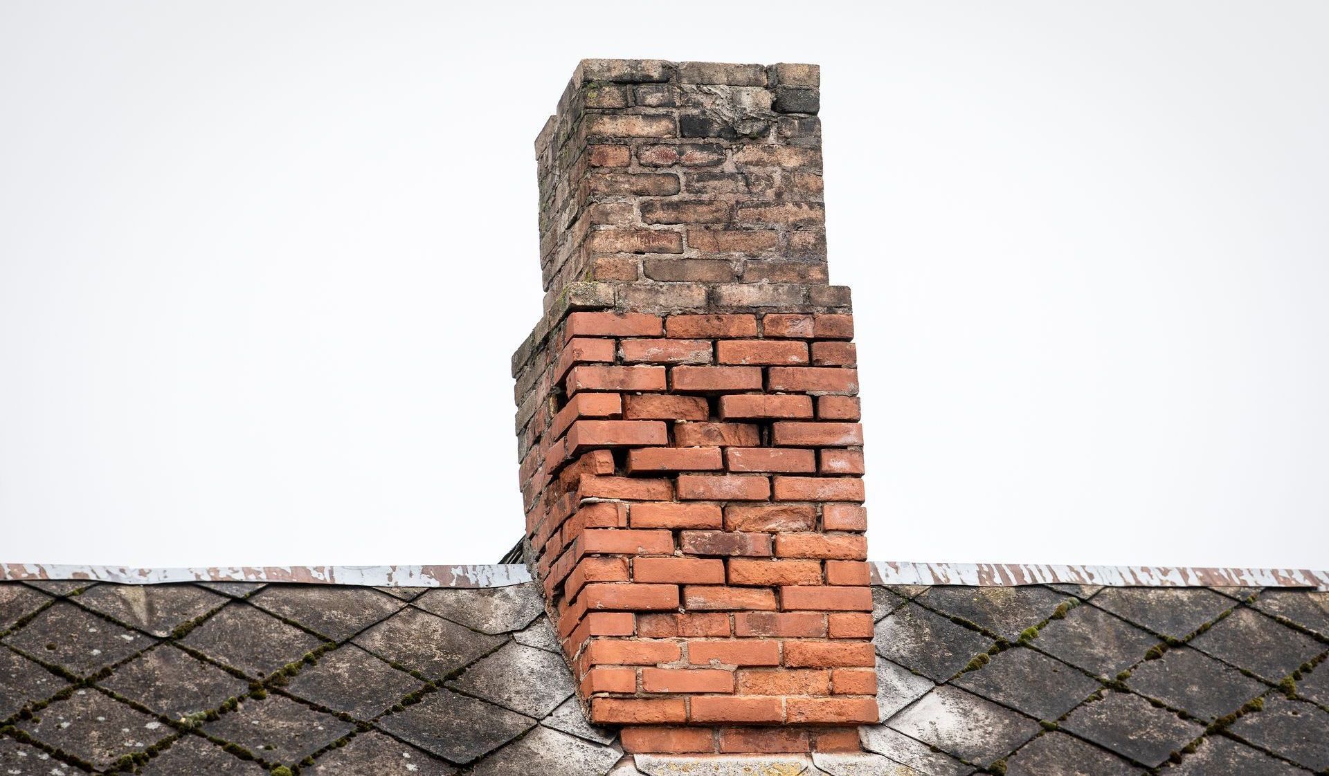 Damaged chimney mortar