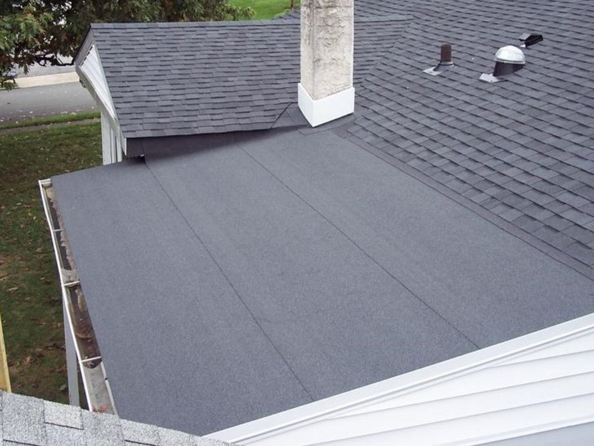 Rolled roofing on roof