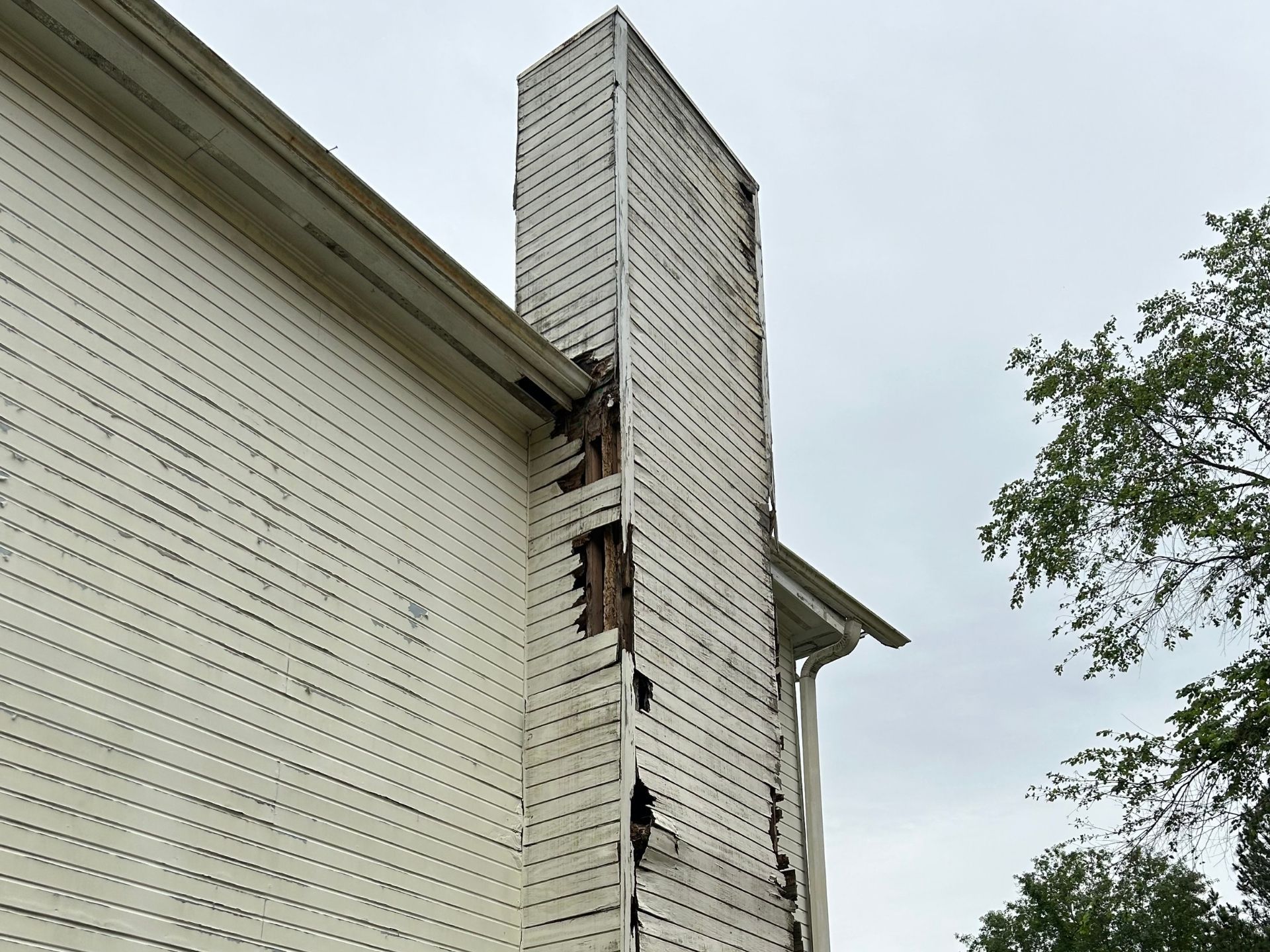 Rotted chimney siding