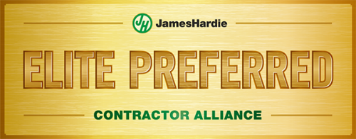 a sign that says James Hardie elite preferred contractor alliance