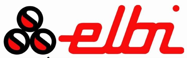 Un logo rosso e nero per elbi su uno sfondo bianco