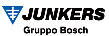 Un logo per Junkers Gruppo Bosch con un triangolo blu