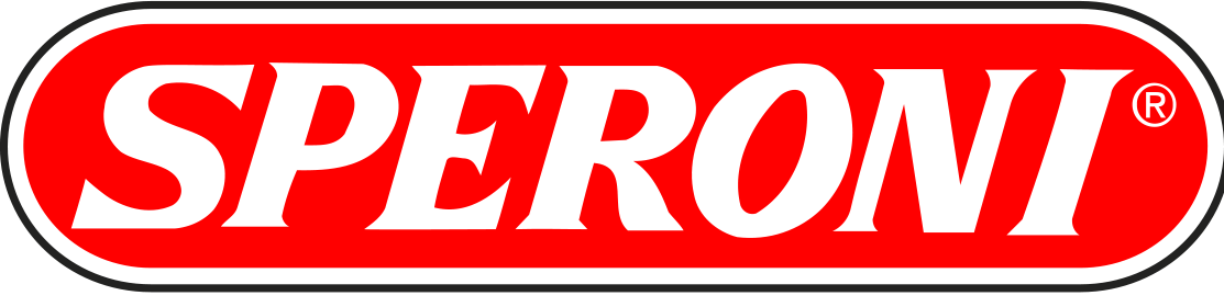 Un logo rosso e bianco per speroni su uno sfondo bianco