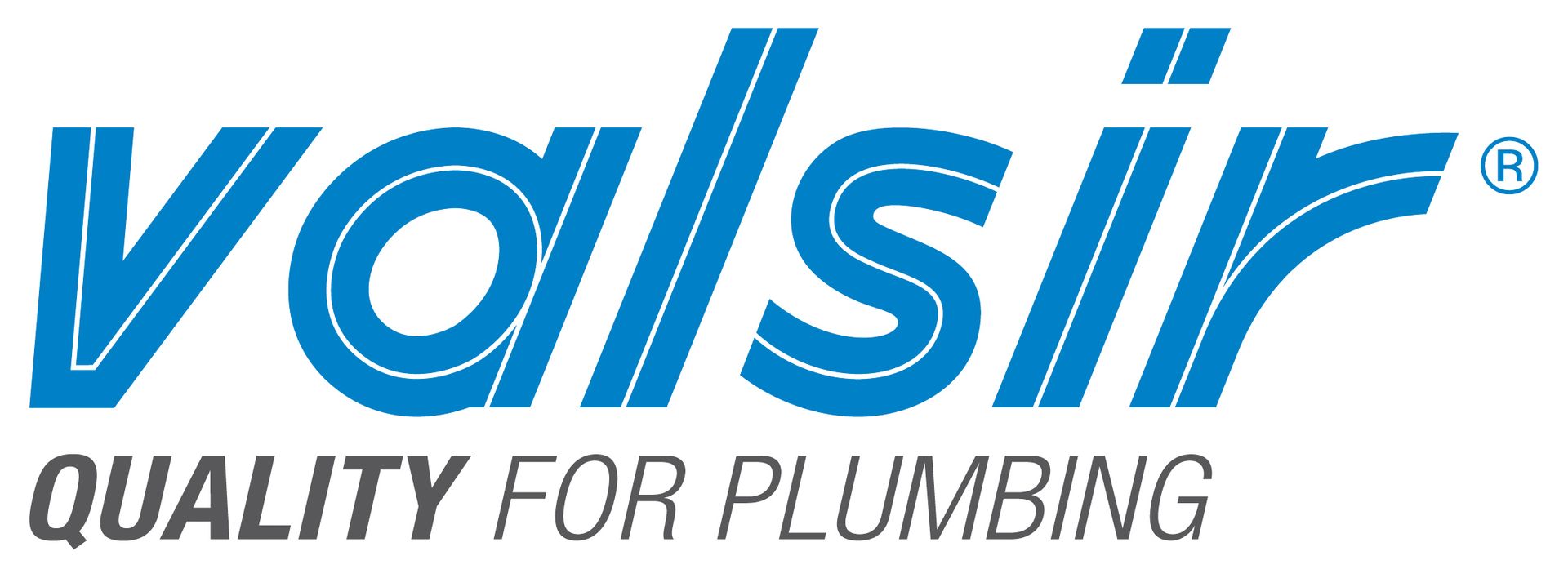 Un logo blu e bianco per la qualità Valsir per l'idraulica