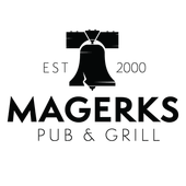 Logo for Magerks Pub & Grill, featuring the Liberty Bell and text 