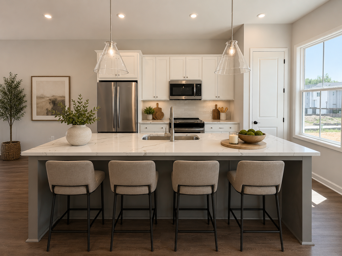 Modern kitchen in a model home at Songbird in Atlanta, GA