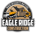 Logo for ES General Construction: Shield with skyscrapers and 