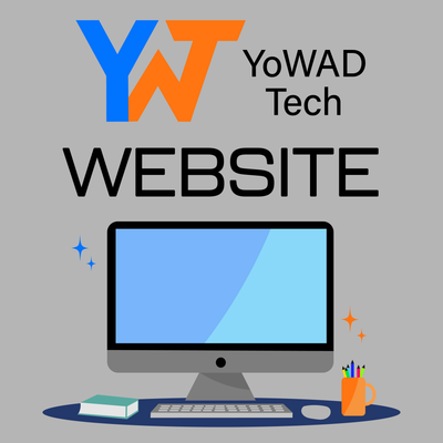 Logo for YoWAD Tech above a computer with the word WEBSITE.
