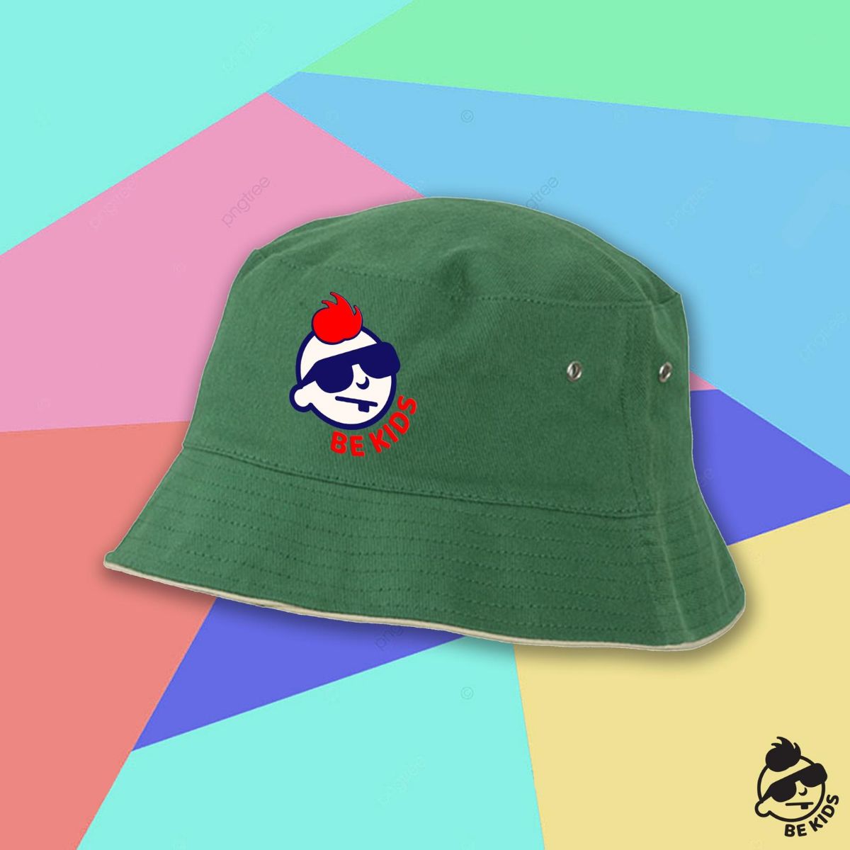 berretto verde da bambino con logo