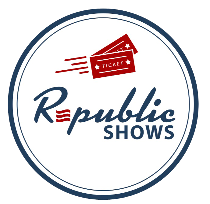 The logo for republic shows shows a ticket flying through the air.